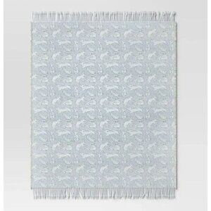 Target Woven Jacquard Bunny Easter Throw Blanket Blue Threshold™